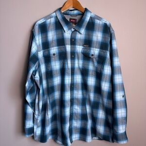 Wrangler Men's Long Sleeve Western Plaid Button Up Shirt Blue‎ Size 2XL Cowboy